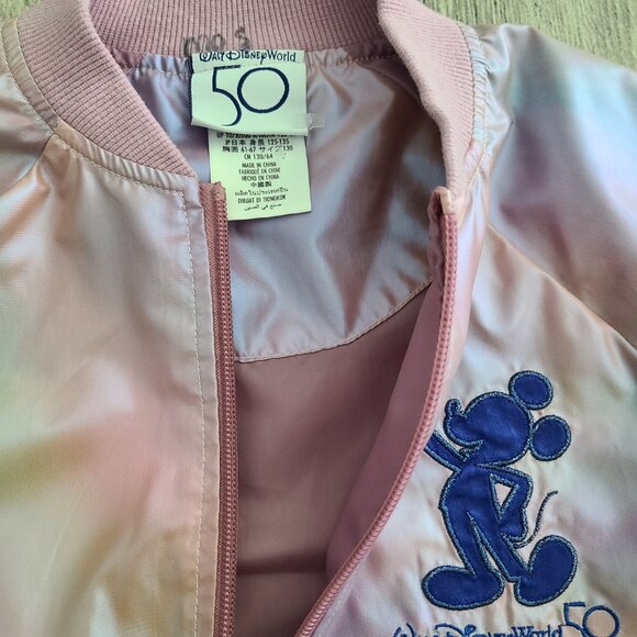 Disney World 50th Anniversary Pink Iridescent Bomber Jacket Kids M - Picture 7 of 12